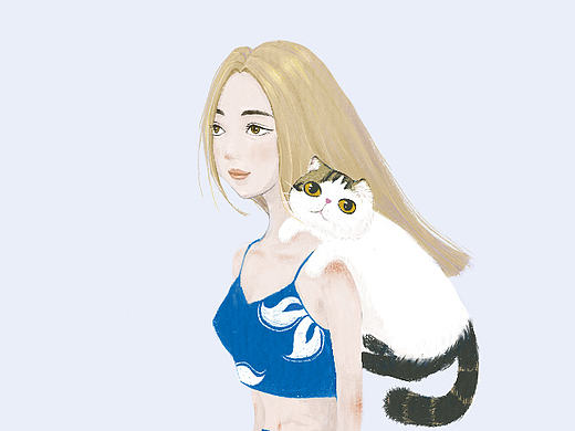 蓝裙子和猫