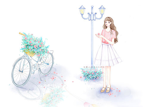 自行车 花（个人主页-ZNDQyOTM3OTI=） - 商业插画 - 站酷设计师绿夏时间原创素材 - 站酷ZCOOL