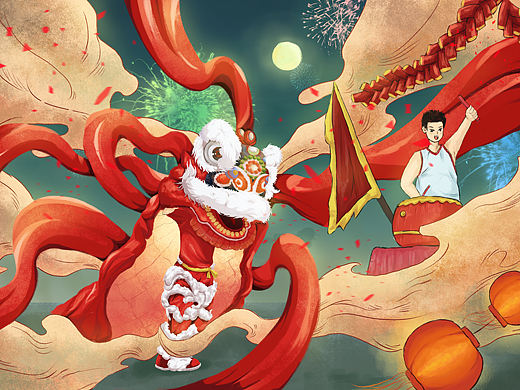 新年贺图--舞狮