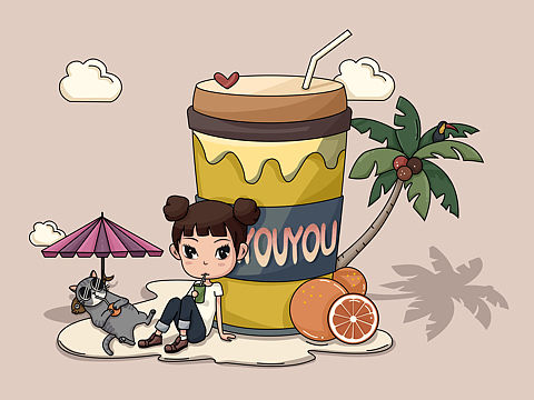 奶茶插画