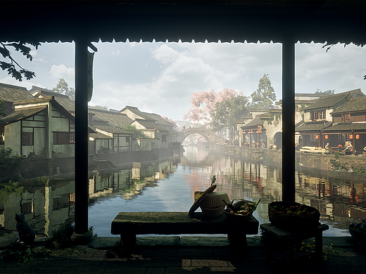 UE5场景 VR孪生 回溯时空 还原生活 曾经的新市古镇
