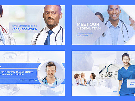 AE模板|简洁浅蓝色动态活力动画标题诊所团队医疗展览