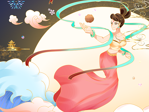 中秋贺图（个人主页-ZNjE3MTkzNjQ=） - 创作习作 - 站酷设计师水描画青原创素材 - 站酷ZCOOL