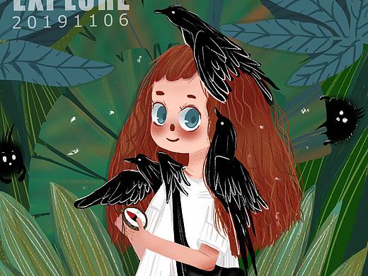 花栀子插画：女生头像女生小头像女生唯美森林风