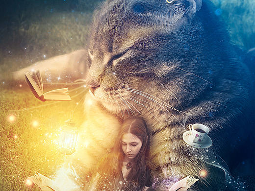 [照片合成] 创意合成海报-大猫