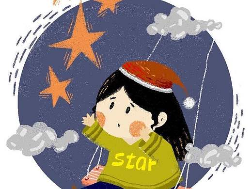 插画 每日一图 ps 电脑手绘 摘星星的人