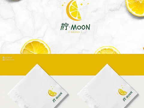 饮品品牌logo：柠Moon