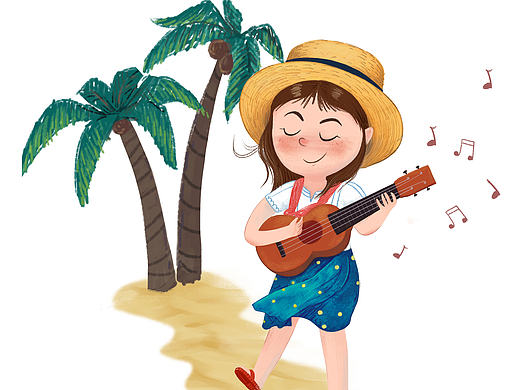 弹ukulele的小女孩 小练习（个人主页-ZMjE5Mjk4MjA=） - 创作习作 - 站酷设计师漫步22原创素材 - 站酷ZCOOL