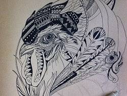 黑白装饰画练习——鸡