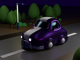 夜间的小车车