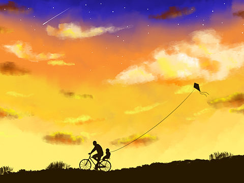 插画 夕阳