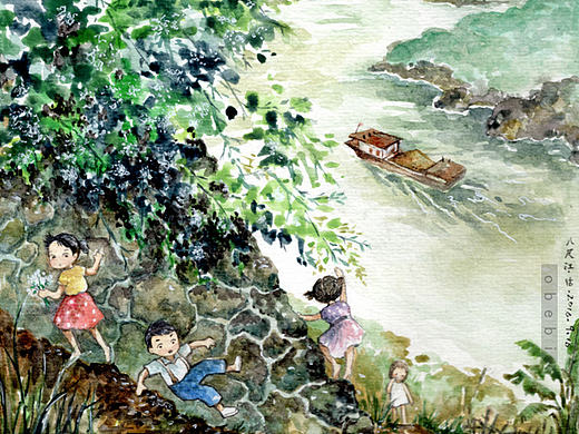 童年回忆①八尺江河畔（个人主页-ZMTgyMDkwMjA=） - 绘画 - 站酷设计师覃覃早原创素材 - 站酷ZCOOL