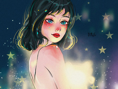 利用光影处理的少女（个人主页-ZNDY2NTkzODg=） - 单幅漫画 - 站酷设计师温晴儿手绘原创素材 - 站酷ZCOOL