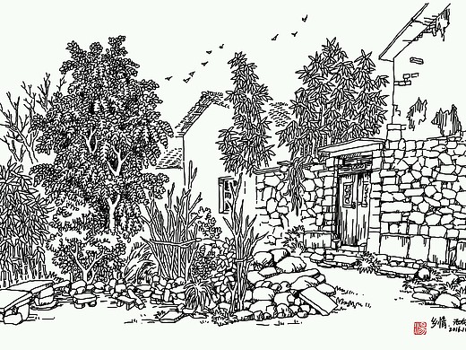 风景速写入门教程步骤篇乡村小景