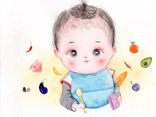 手绘萌宝 水彩头像（个人主页-ZMzc0NTEzMDQ=） - 艺术插画 - 站酷设计师小天小画原创素材 - 站酷ZCOOL