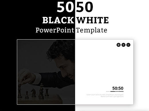 50页简约黑白灰搭配通用PPT模板