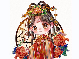 【水彩Q版古風(fēng)】十二花神系列之牡丹花