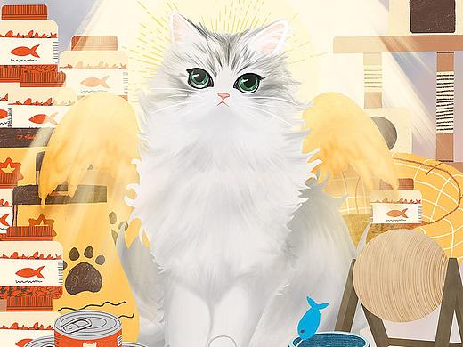 手绘插画「天使布偶猫灰灰」