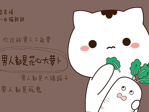 白猫咪甜甜表情包设计微信表情包卡通猫
