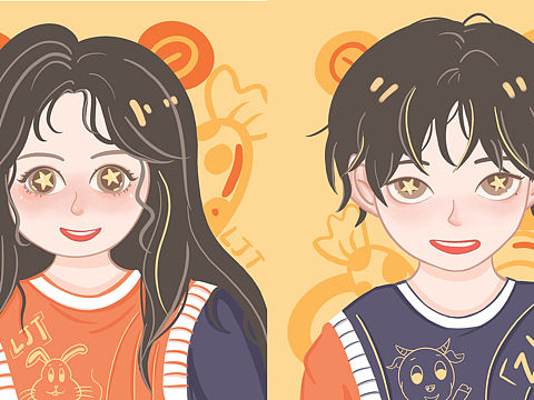 插画头像我和你呀