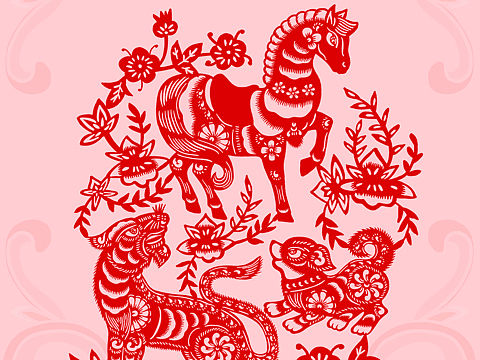 寅午戌生肖组合插画委托