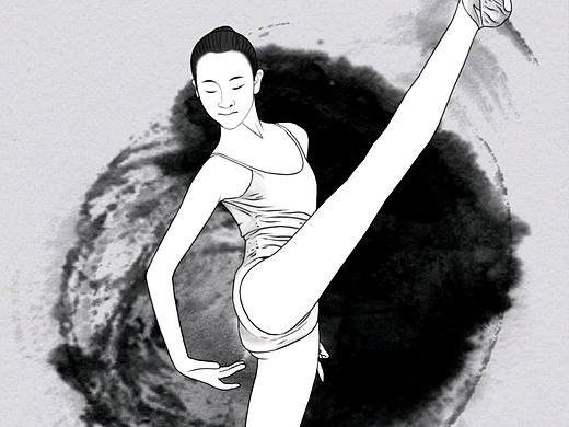 手绘水墨人物写意画