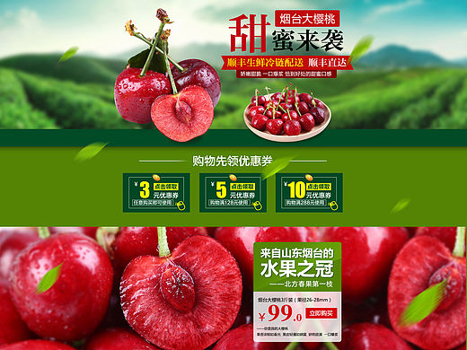 烟台水果苹果樱桃首页设计