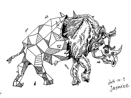 几何动物插图