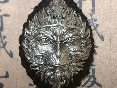 悟空纯银吊坠怒目