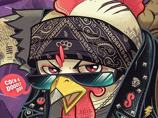 Rooster with two Wheels