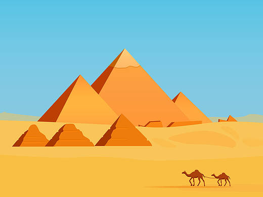 扁平插画 ,沙漠骆驼