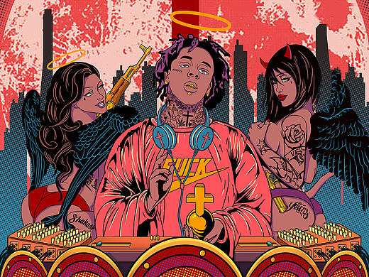 原创潮流插画之神父也玩DJ