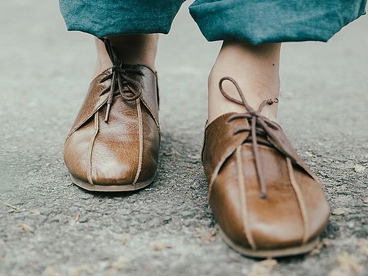 原创 手工做旧纹路复古真皮单鞋