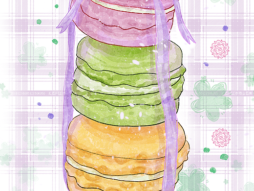 水彩插画蛋糕