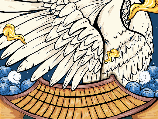 国潮鸿鹄展翅中国风潮流时尚插画