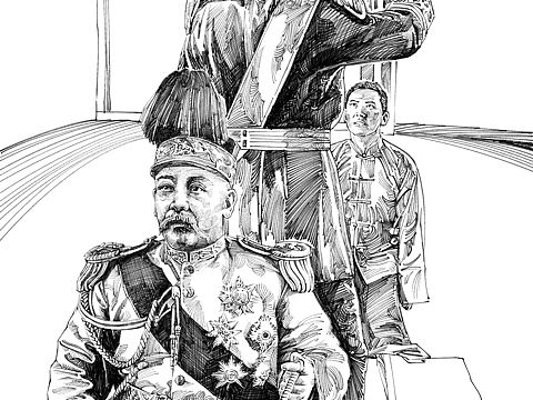 一组黑白插画