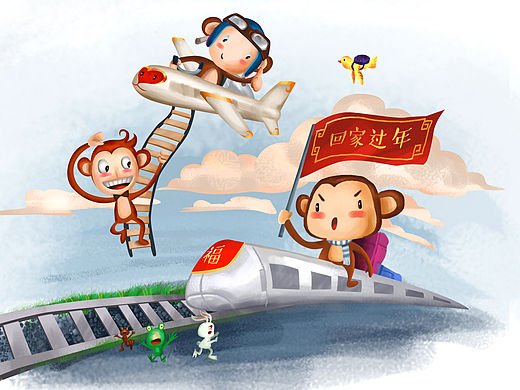 回家过年（个人主页-ZMTUwNjk2MDg=） - 艺术插画 - 站酷设计师星云意像原创素材 - 站酷ZCOOL