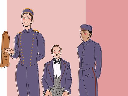 布达佩斯大饭店电影插画（个人主页-ZNDM2MzA1NjA=） - 创作习作 - 站酷设计师大大大大花原创素材 - 站酷ZCOOL