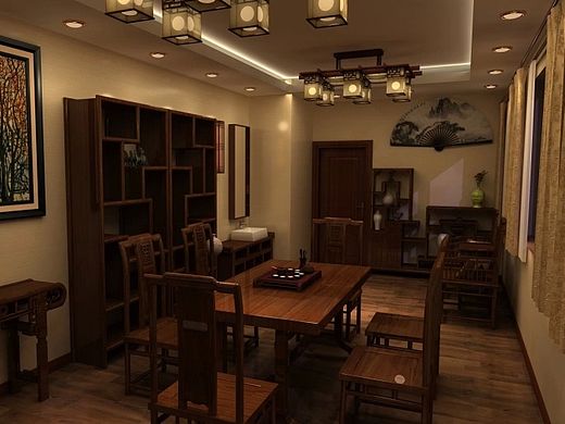 中式客厅/茶室效果