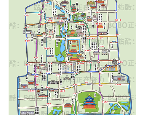 手绘北京二环地图