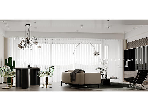 现代客餐厅——白龙马效果图