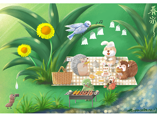 春游（個人主頁-ZNTkyODIyMjg=） - 創(chuàng)作習作 - 站酷設計師楓葉的小畫室原創(chuàng)素材 - 站酷ZCOOL