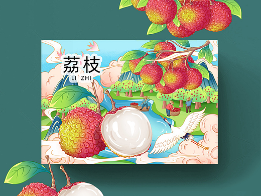 荔枝插画手绘