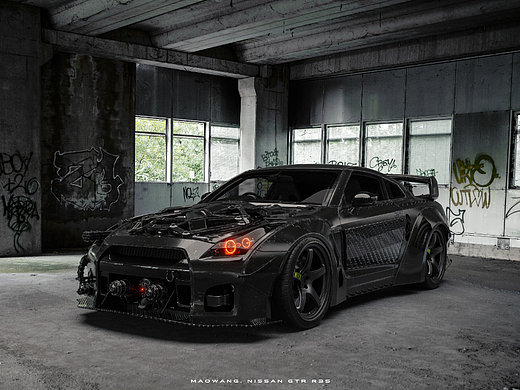日产Nssan GTR R35 - 汽车渲染