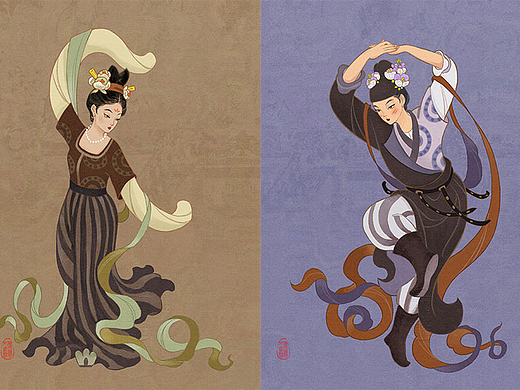 披巾弹指舞｜对舞｜巾舞｜唐朝乐舞