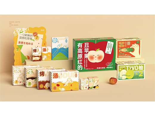 云南好物原红丑苹果 苁茸 TWO柚 玉米品牌形象包装设计