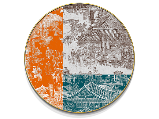 新中式圆形肌理画