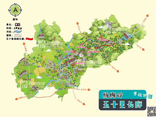 手绘地图风格变化-杨梅五十里长廊