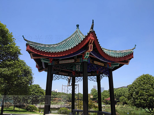 长沙墙绘 亭子彩绘 长沙古建筑彩绘翻新 光盛画艺