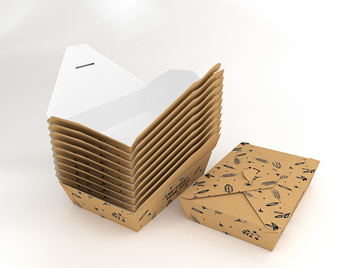 牛皮纸趣味快餐包装盒、鸡块炸鸡包装盒、食品零食包装